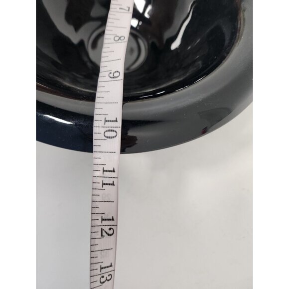 Vintage Black Depression Glass Round Serving Bowl Waterfall Edge Centerpiece MCM - Picture 5 of 6